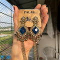 Royal Blue Stone Kashmiri Long Chain Jhumka