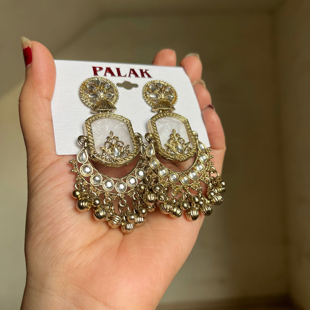 White Marbel Kashmiri Jhumka
