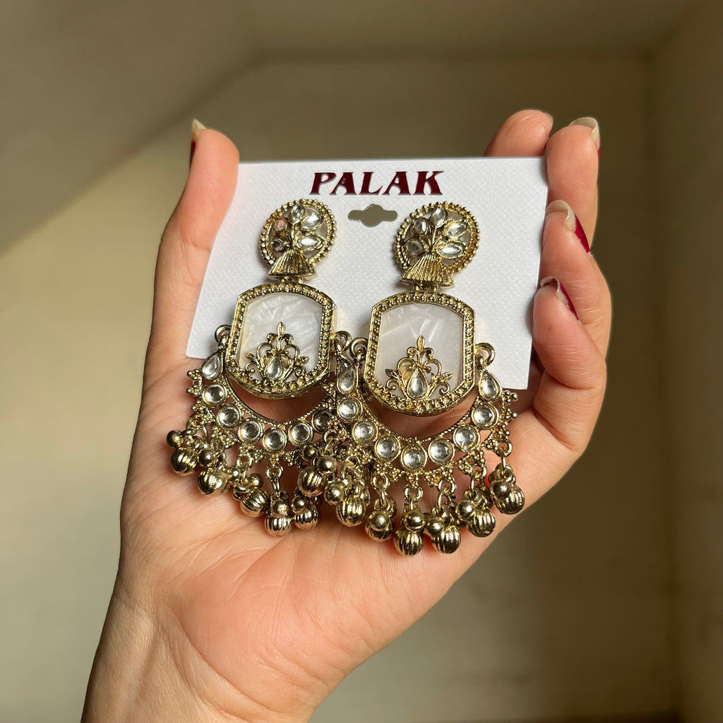 White Marbel Kashmiri Jhumka