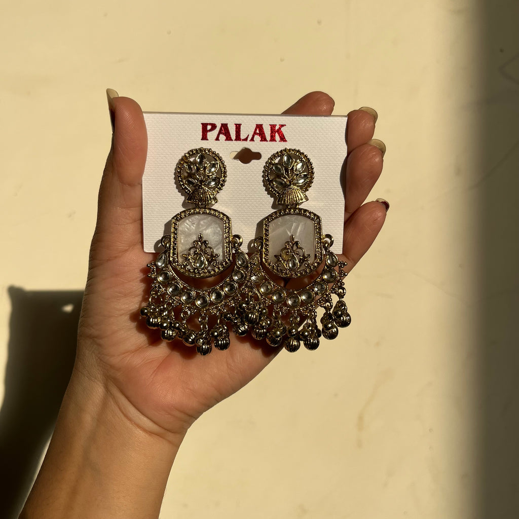White Marbel Kashmiri Jhumka