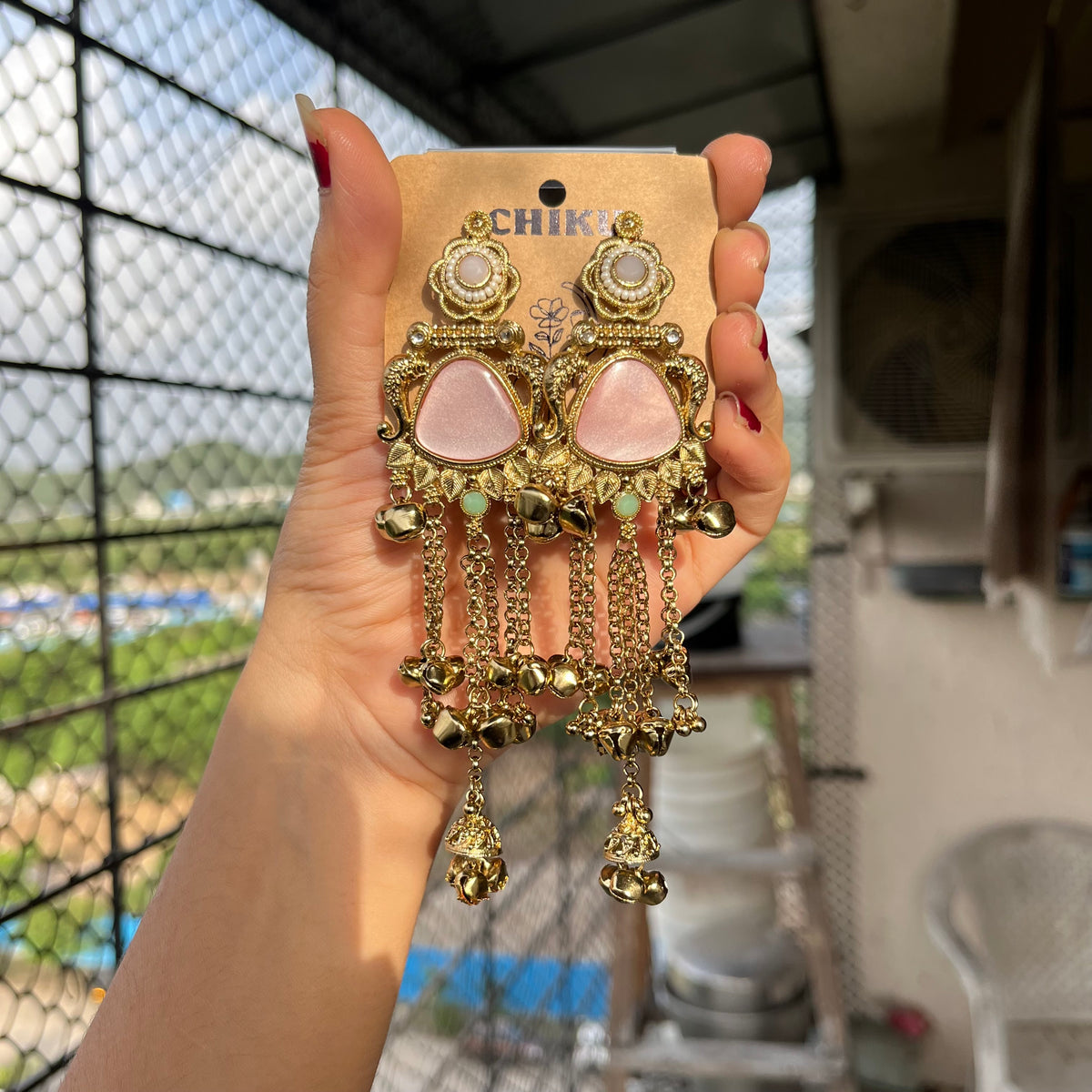 Barbie Pink Kashmiri Jhumka