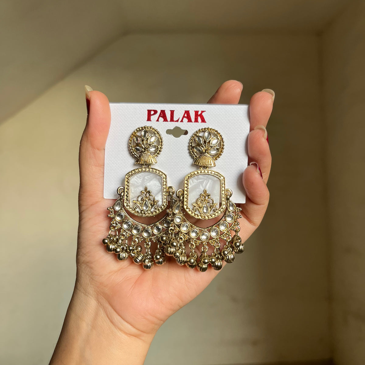 White Marbel Kashmiri Jhumka