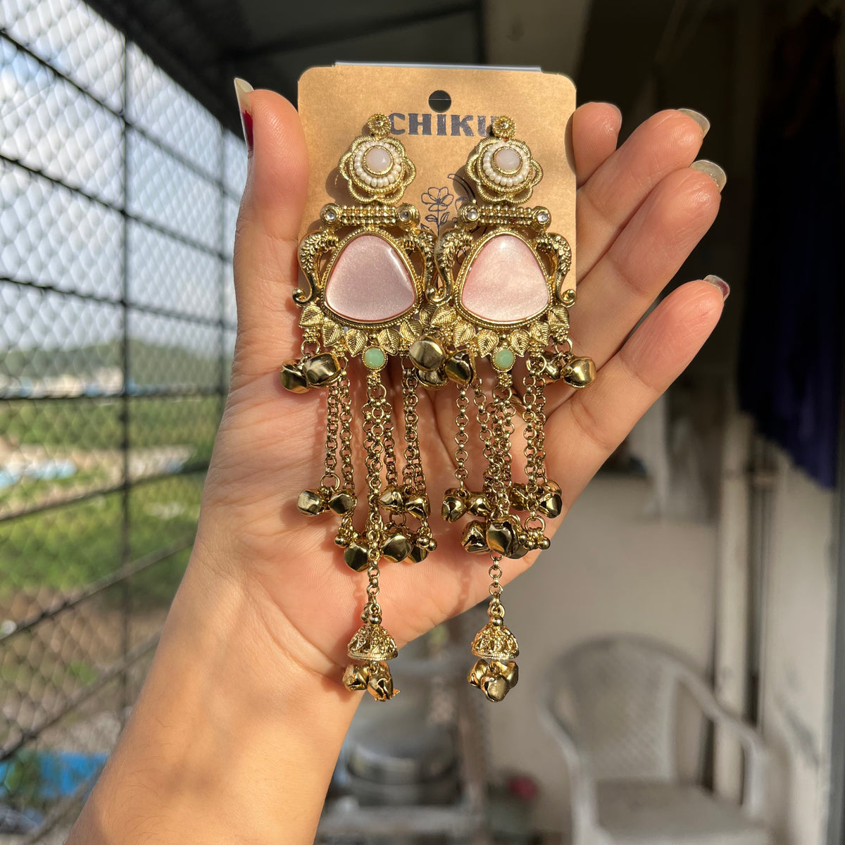 Barbie Pink Kashmiri Jhumka