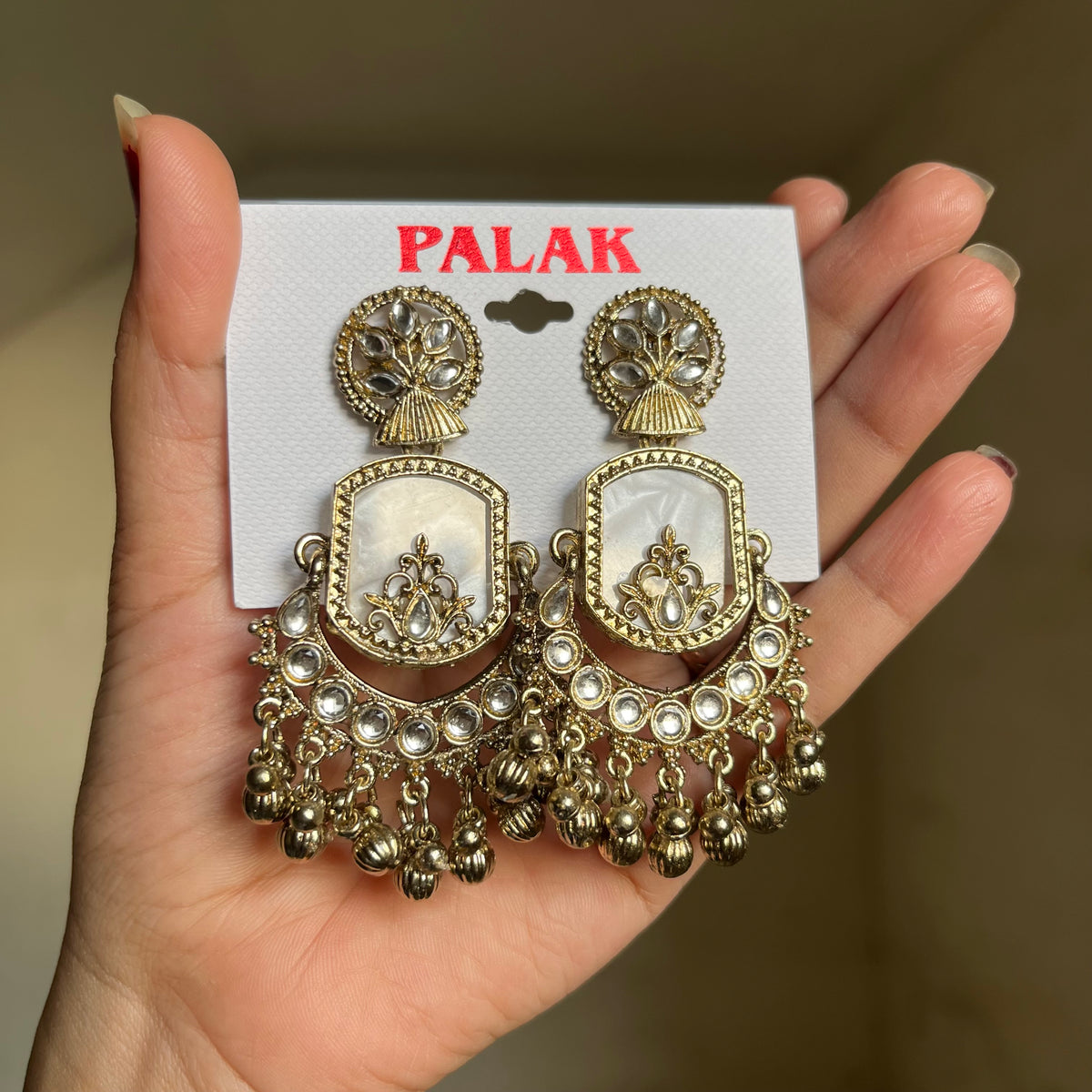 White Marbel Kashmiri Jhumka