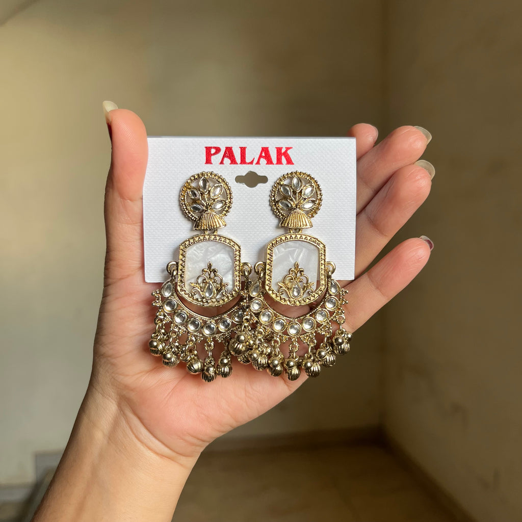 White Marbel Kashmiri Jhumka